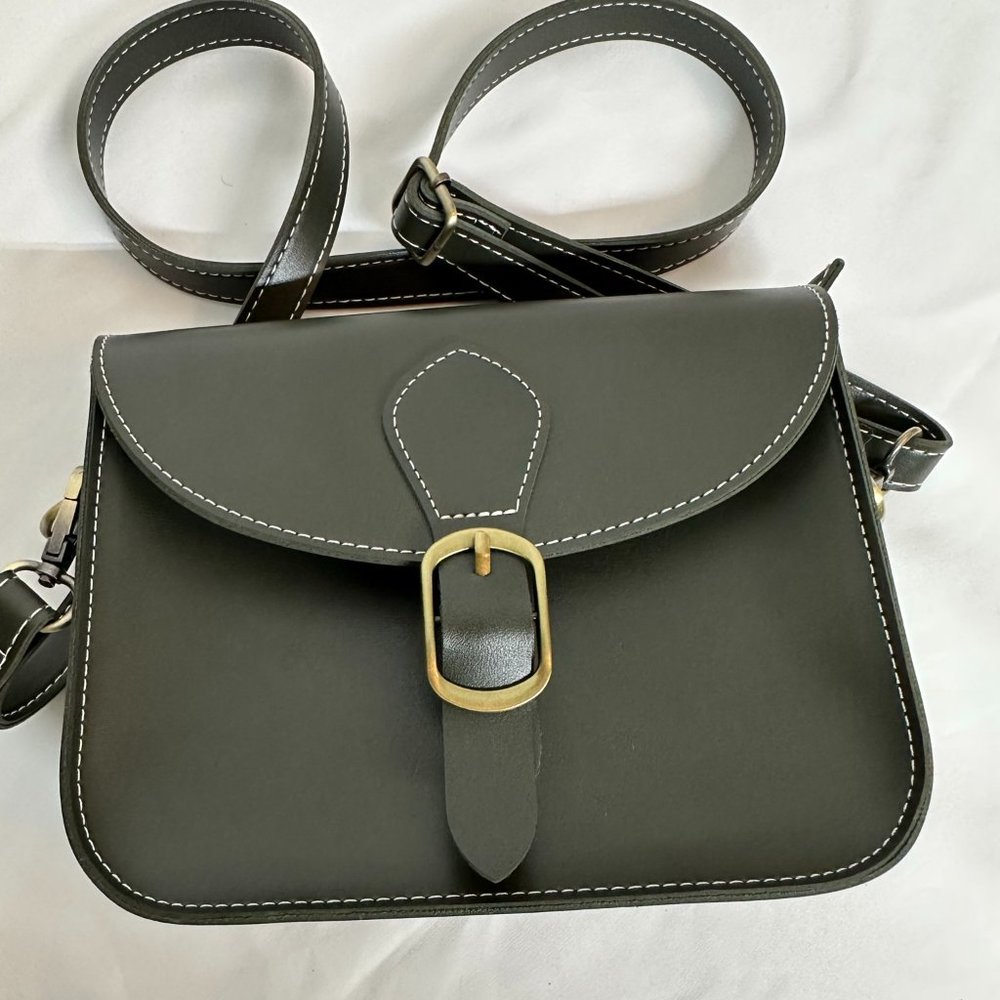 Dark Green Crossbody Bag - nice heavy leather-like material